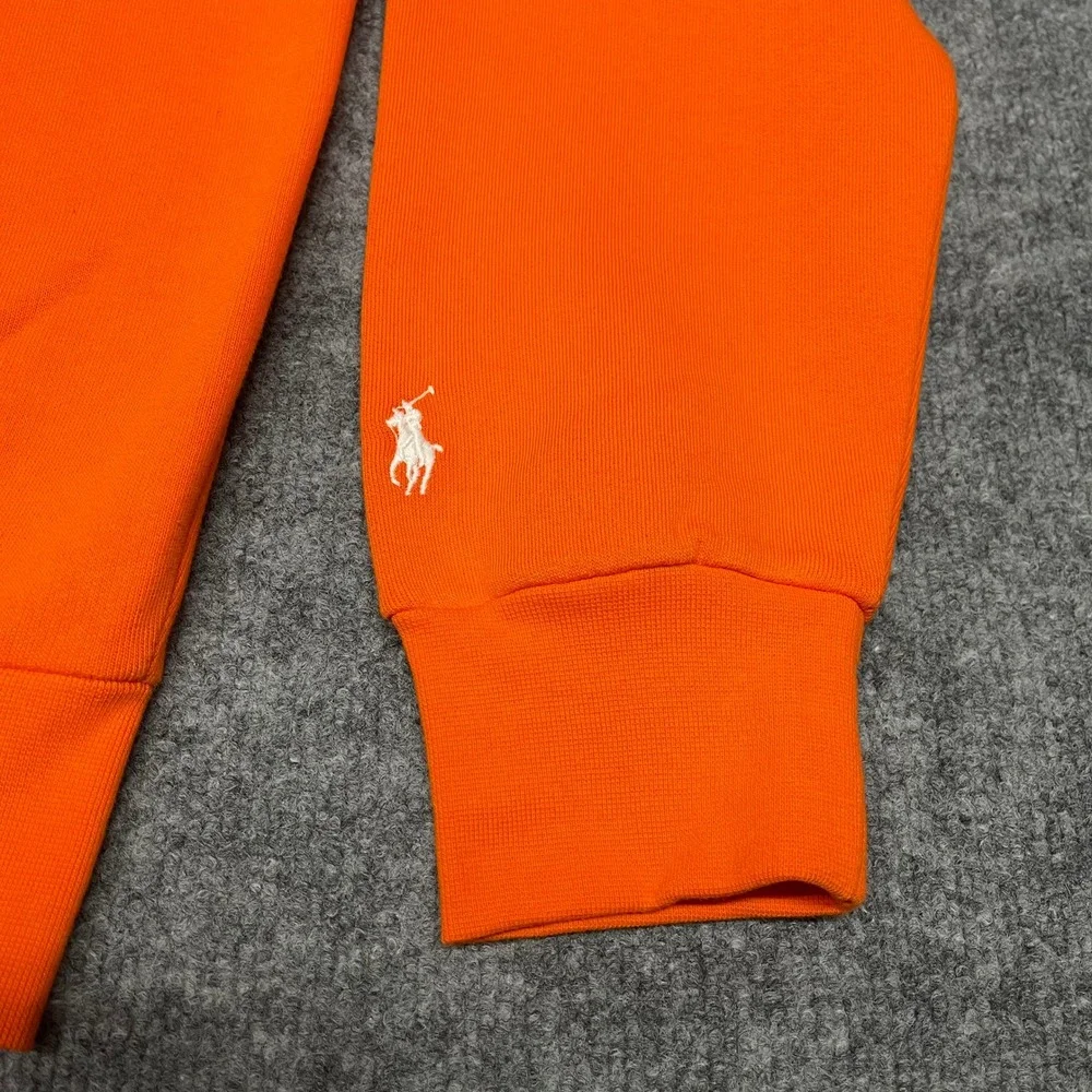Polo Ralph Lauren Hoodie Mens Medium Orange Expedition Spellout Logo Embroidered